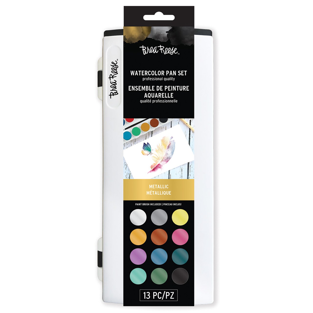 Brea Reese: Watercolor Pan Set - 12 Metallic Colors - Vibrant Shimmer, Matte Finish, Easy-To-Blend, Acid-Free & Non-Toxic, Portable Adult Art Supplies